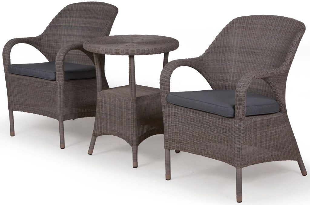 4 Seasons Outdoor Sussex Armchair Bistro Set in Polyloom Pebble Weave | Garden Furniture Online