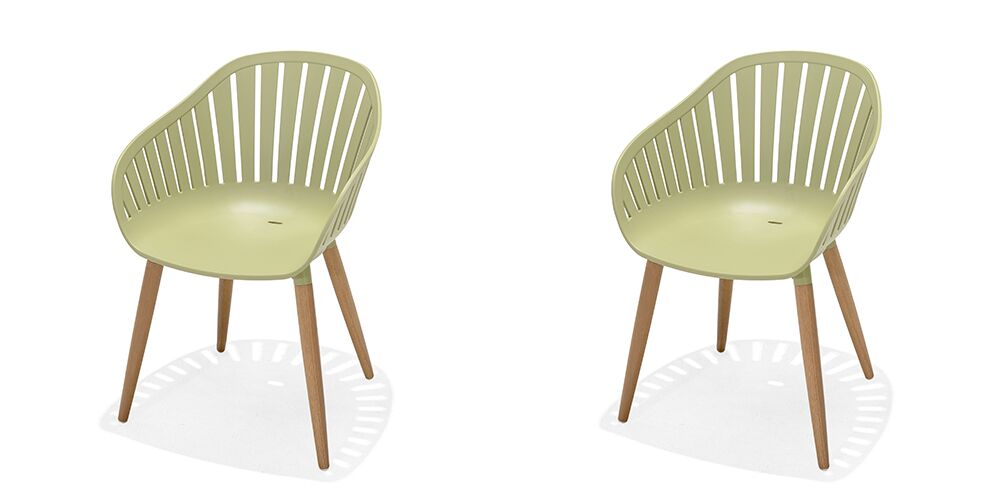 LifestyleGarden Nassau DuraOcean Pair of Dining Chairs   Green | Garden Furniture Online