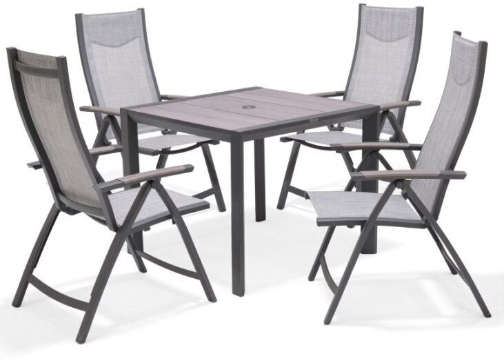 LifestyleGarden Urbanite Panama Dark 4 Seat Reclining Dining Set | Garden Furniture Online