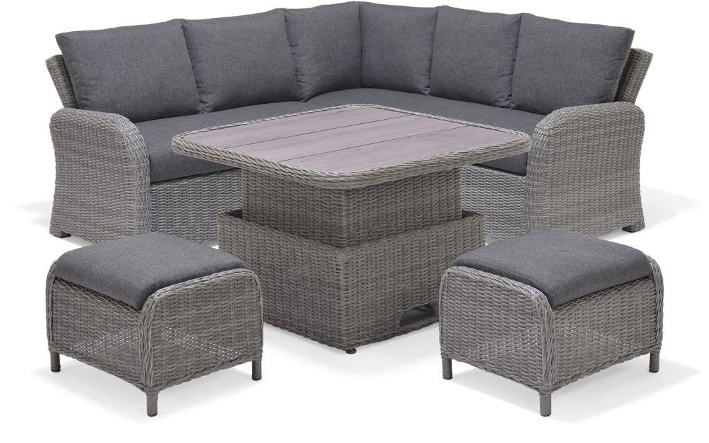 LifestyleGarden Martinique Grey Lite Casual Corner Ottoman Set | Garden Furniture Online