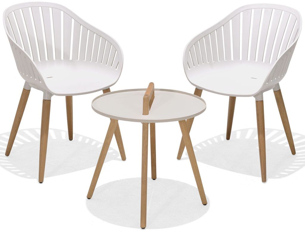 LifestyleGarden Nassau 50cm Round Coffee Set Oatmeal | Garden Furniture Online