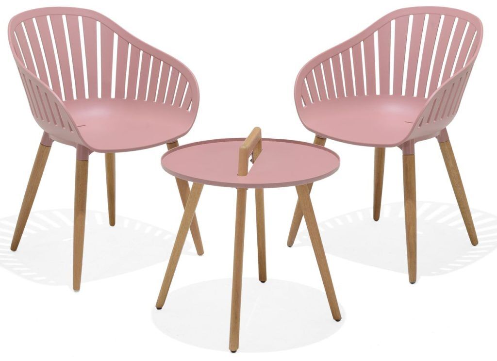 LifestyleGarden Nassau 50cm Round Coffee Set Pink | Garden Furniture Online