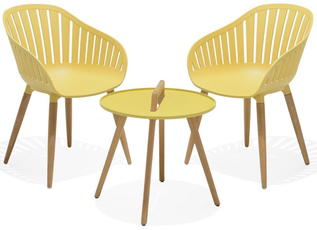 LifestyleGarden Nassau 50cm Round Coffee Set Yellow | Garden Furniture Online