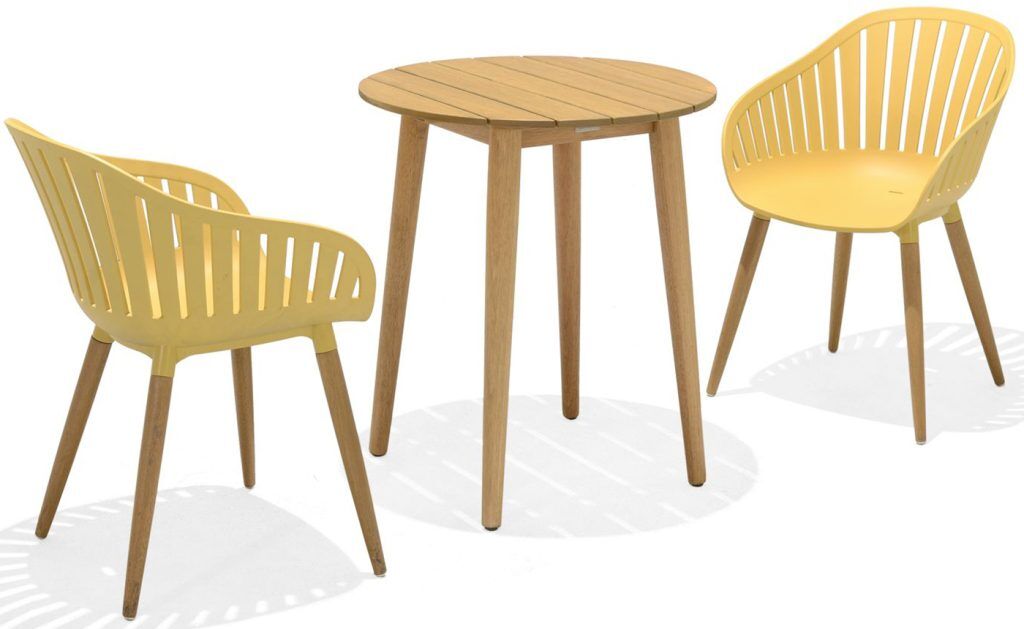 LifestyleGarden Nassau DuraOcean 66cm Round Bistro Set Yellow | Garden Furniture Online