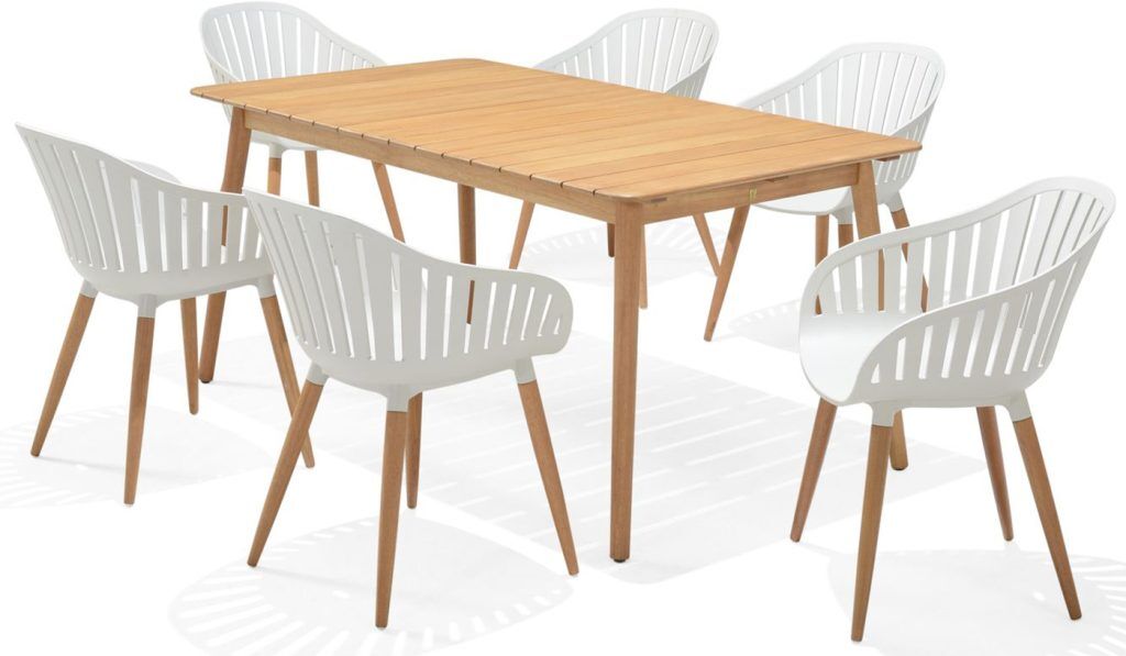 LifestyleGarden Nassau DuraOcean 6 Seat Rectangular Dining Set Oatmeal | Garden Furniture Online