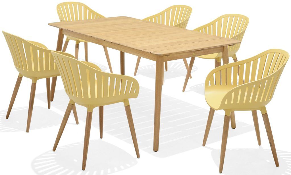 LifestyleGarden Nassau DuraOcean 6 Seat Rectangular Dining Set Yellow | Garden Furniture Online