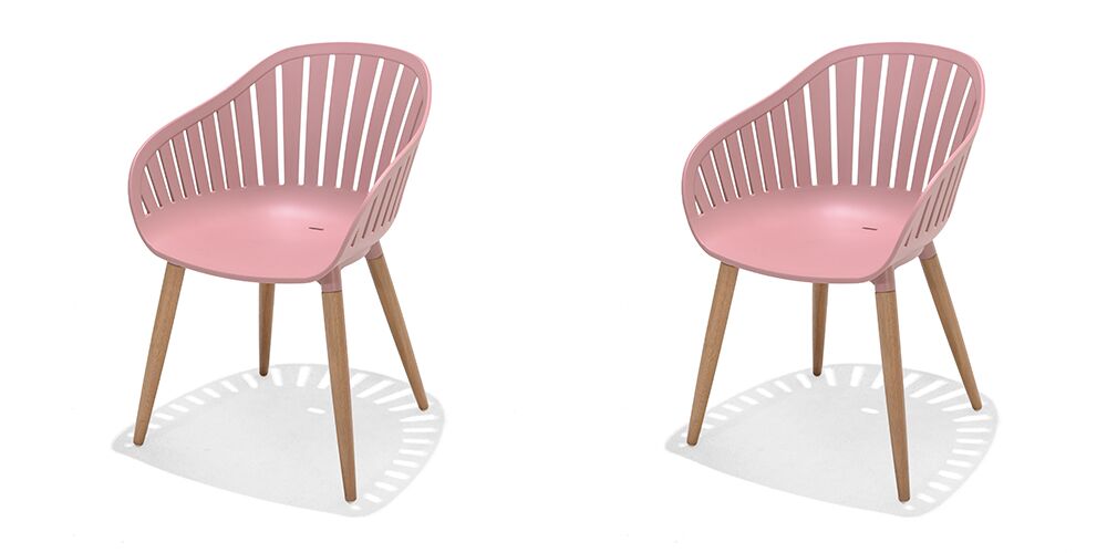 LifestyleGarden Nassau DuraOcean Pair of Dining Chairs Pink | Garden Furniture Online