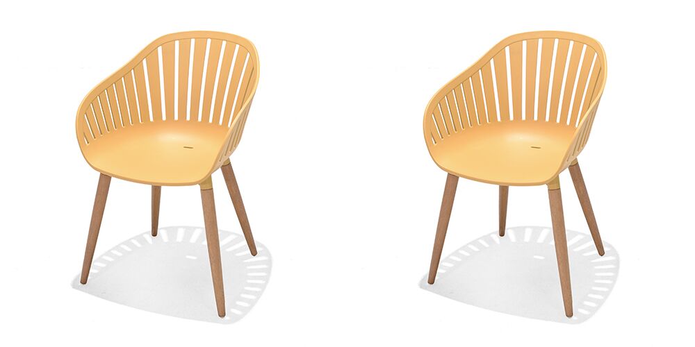 LifestyleGarden Nassau DuraOcean Pair of Dining Chairs Yellow | Garden Furniture Online