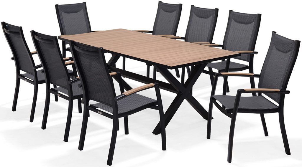 LifestyleGarden Panama 8 Seat Stacking Dining Set Weathernet | Garden Furniture Online