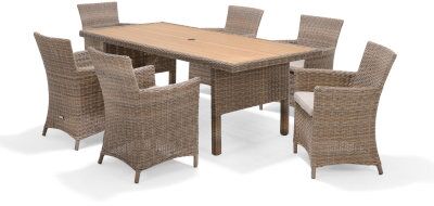 LifestyleGarden Bermuda 6 Seat Dining Set in Natural | Garden Furniture Online