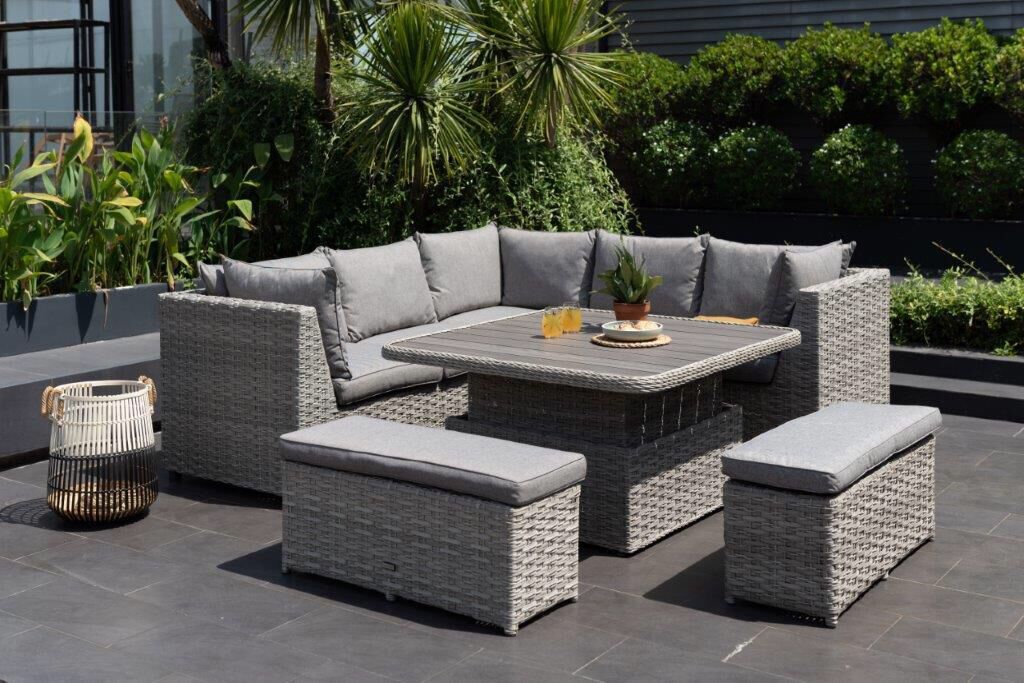 LifestyleGarden Samoa Casual Corner Dining Bench Set | Garden Furniture Online