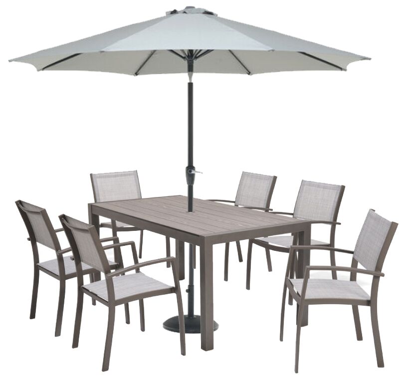 LifestyleGarden Solana 6 Seat Dining Set including Parasol and Base | Garden Furniture Online