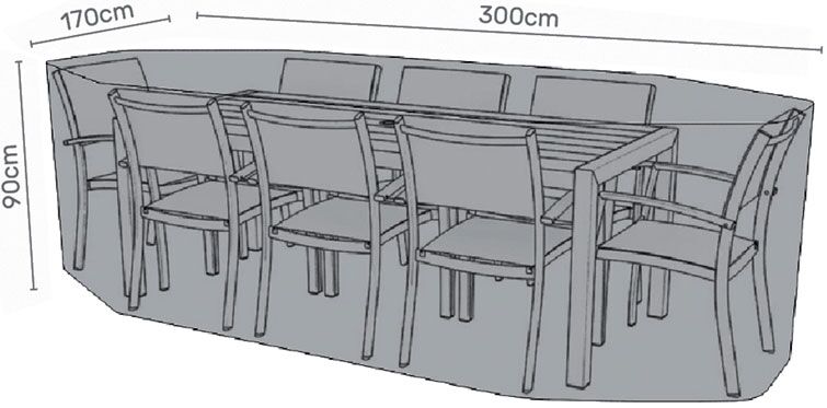 LifestyleGarden Premium Furniture Cover 8x Rectangular dining set Grey | Garden Furniture Online