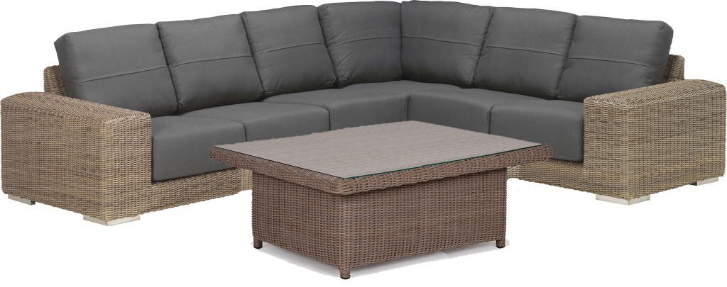 4 Seasons Outdoor Kingston Corner Set with 150cm x 90cm Hi Lo Denver Table | Garden Furniture Online