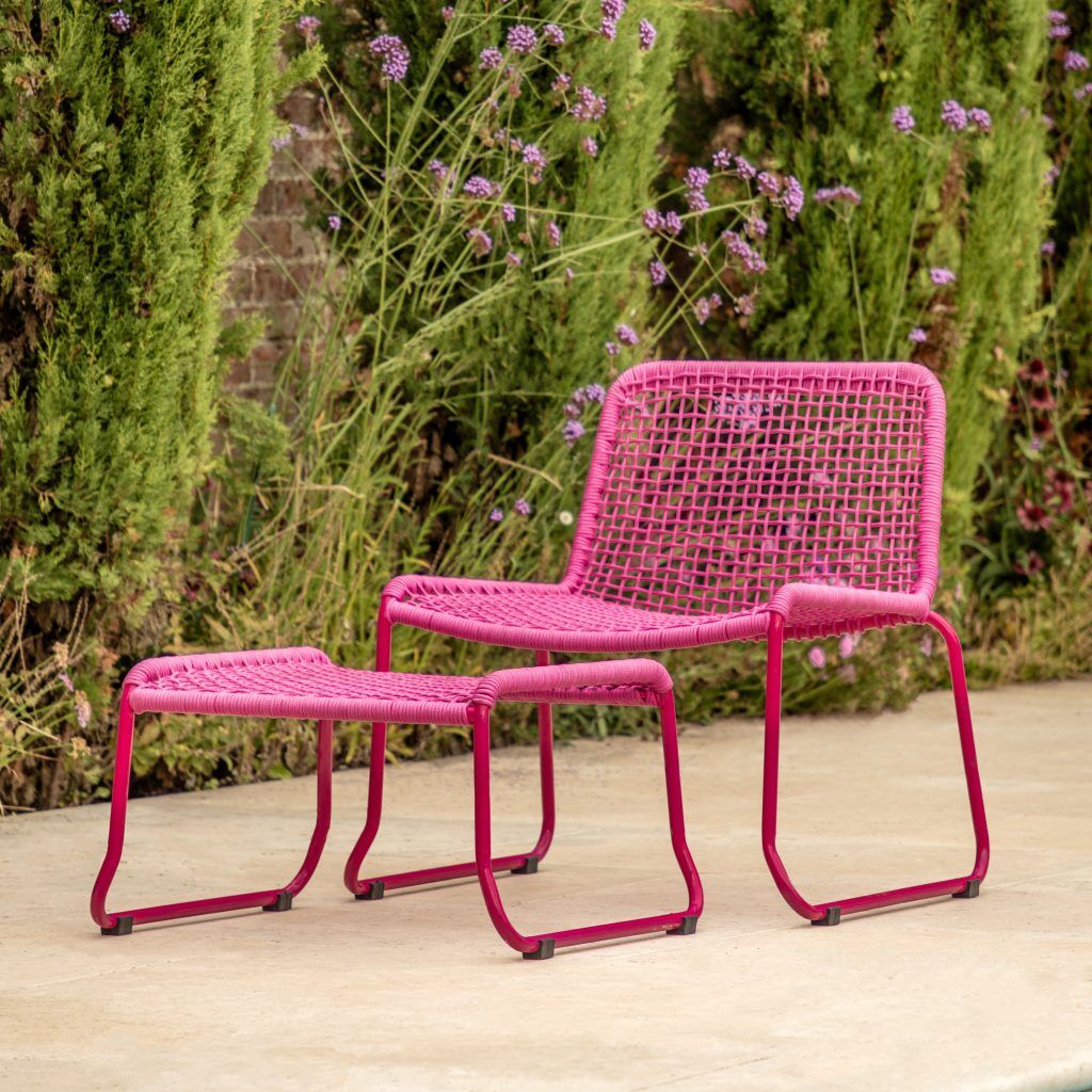 Gallery Outdoor Sassano Lounge Chair with Footstool Pink | Garden Furniture Online