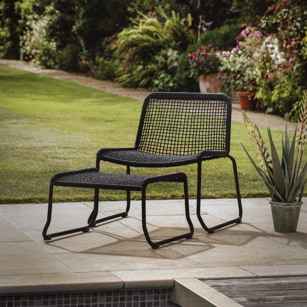 Gallery Outdoor Sassano Lounge Chair with Footstool Black | Garden Furniture Online