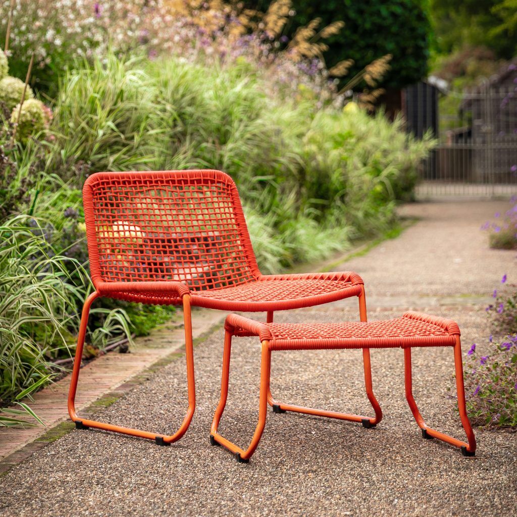 Gallery Outdoor Sassano Lounge Chair with Footstool Orange | Garden Furniture Online