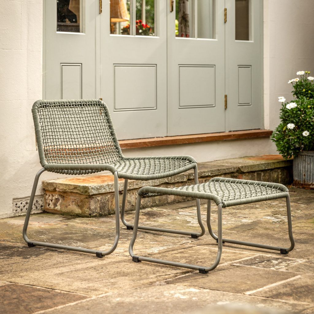 Gallery Outdoor Sassano Lounge Chair with Footstool Green | Garden Furniture Online
